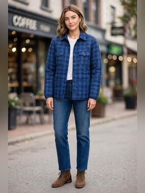 Women’s Slate and Stone quilted plaid jacket. Size L NWT